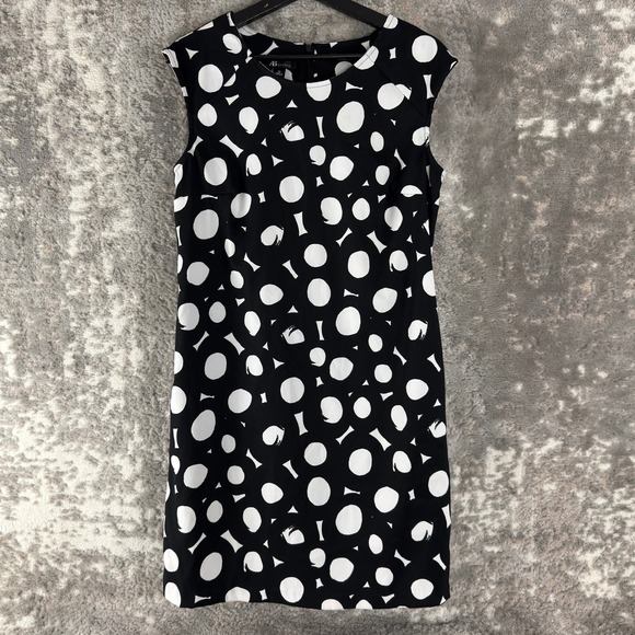 AB Studio Dresses & Skirts - AB Studio Size 10 Polka Dot Abstract Shift Dress Black White Sleeveless Women